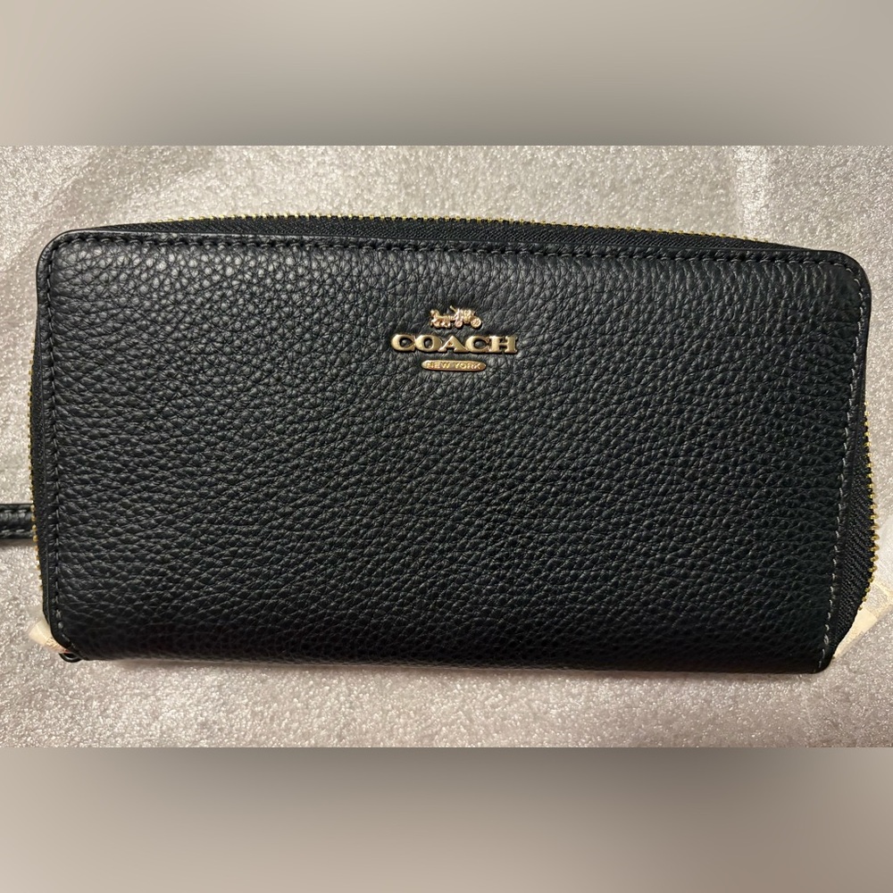 Brand New Coach Black Leather Wristlet